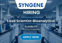 Pharma Research Job Opportunity at Syngene | Lead Scientits Role M Pharmacy Graduates Pharma Job in Bangalore Pharma Research Jobs Lead Scientist Bioanalytical Syngene