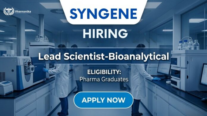 Pharma Job in Bangalore Pharma Research Jobs Lead Scientist Bioanalytical Syngene