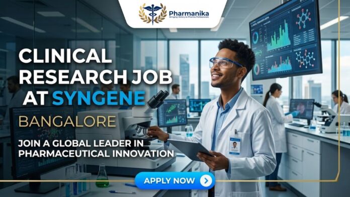 Clinical Research Job at Syngene in Bangalore. Pharmacy Candidates Apply for the Clinical Research Associate Role at Syngene Careers.