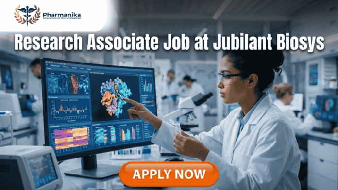 Research Associate Job at Jubilant Biosys | M Pharm Candidates. A professional 1280x720 featured image for a 