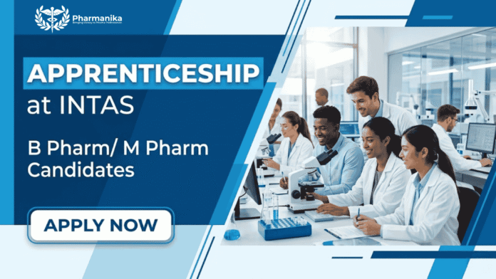 Intas Job Vacancy for Pharma Freshers. Walk-In Interview for Apprenticeship Roles in Manufacturing at Ahmedabad. Apply for Pharmacy Jobs Now.