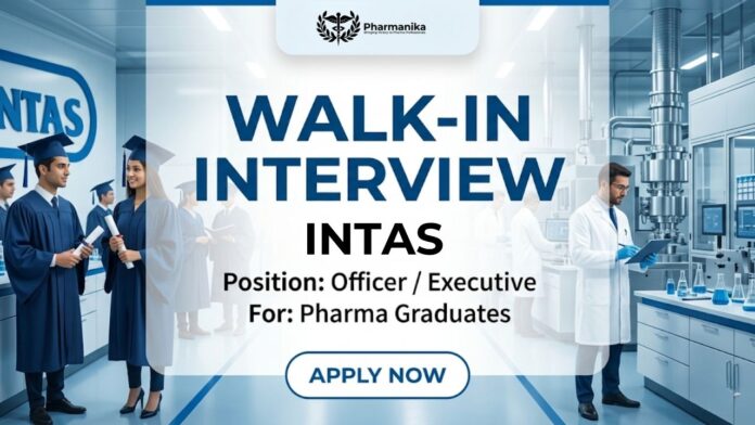 Intas Pharma Job Walk-in Drive for QA QC Manufacturing Roles 2026