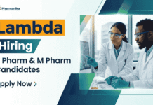 Pharmacy Jobs at Lambda | B Pharm & M Pharm Candidates Apply Now Pharmacy Jobs at Lambda CRO. Explore B Pharm Jobs & M Pharm Jobs Research Associate Role in Ahmedabad. Apply Now!