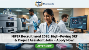 NIPER Recruitment 2026 High-Paying SRF & Project Assistant Jobs – Apply Now! NIPER Recruitment 2026 High-Paying SRF & Project Assistant Jobs – Apply Now! A professional featured image for a job post titled "NIPER Recruitment 2026: High-Paying SRF & Project Assistant Jobs – Apply Now!" The image shows a smiling Indian woman scientist in a white lab coat using a pipette in a modern, high-tech laboratory. In the background, other researchers work with advanced scientific equipment and computer monitors displaying molecular data. The Biotecnika logo is at the top center, and a prominent green "APPLY NOW" button is positioned at the bottom.