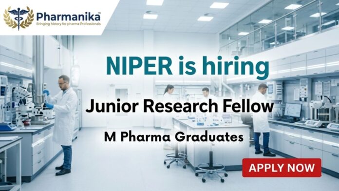 Pharma Govt Job at NIPER Ahmedabad for Junior Research Fellow recruitment 2026