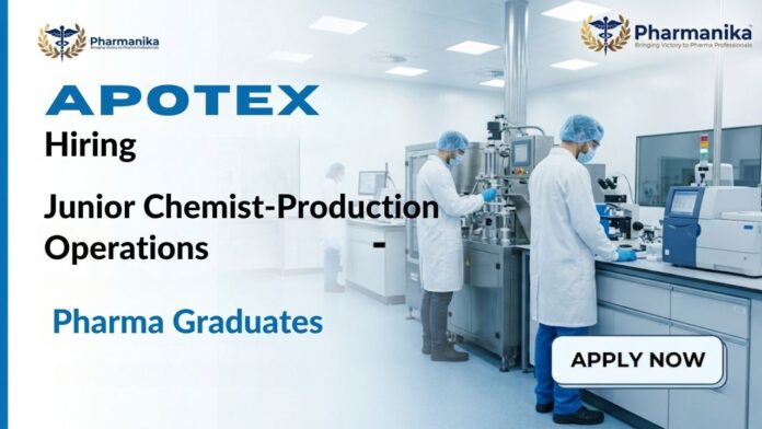 Pharma Job at Apotex Careers – Junior Chemist Production Operations Bangalore