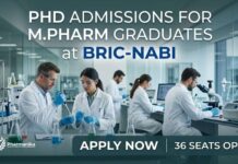 NABI PhD Admissions 2026 – 36 Seats Available | M.Pharm Vacancy PhD Admissions at BRIC-NABI | M.Pharm Candidates | Apply Now
