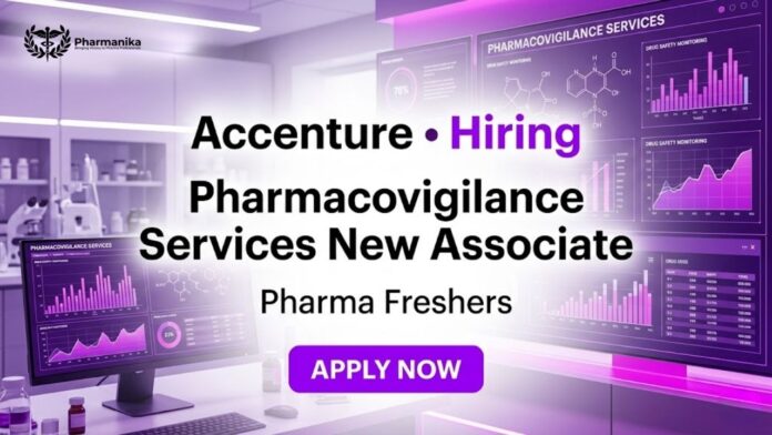 Accenture Pharma Freshers Job for Pharmacovigilance Job role in Chennai for B.Pharm Nursing and Physiotherapy graduates