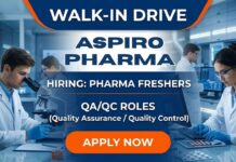 Pharma Freshers Job Alert! Asprio Pharma hosting Walk-in Drive for QA/QC roles | B Pharm/ M Pharm Freshers | Apply Now Aspiro Pharma Freshers Job Walk-in Drive 2026 for B Pharma and M Pharma candidates