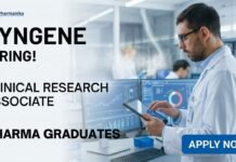 Syngene hiring Clinical Research Associate | M Pharm Graduates | Apply Now CRA Pharma Job at Syngene Bangalore for Clinical Research Jobs in Clinical Operations