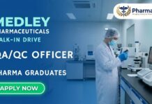 Medley Pharma Walk-In Drive For QA & QC Professionals | B Pharm/ M Pharm Graduates | Apply Now Medley Pharma Job Walk-in Drive 2026 for QA and QC professionals at Daman