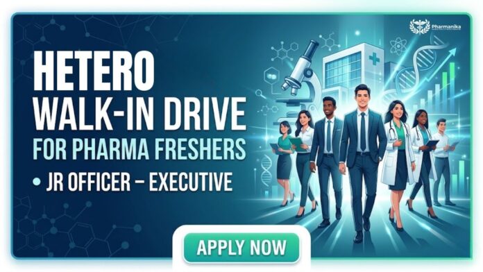 Pharma Freshers Job HETERO Walk-in Interview 2026 for QC AR&D and EHS Departments