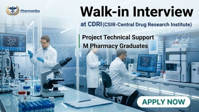 Pharma Govt Job Walk-in Interview at CSIR CDRI for MPharm candidates