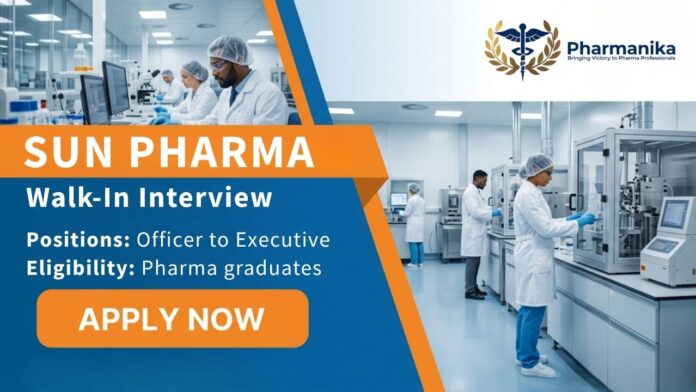 Sun Pharma Pharma Job Walk-in Interview 2026 for QC and QA Roles