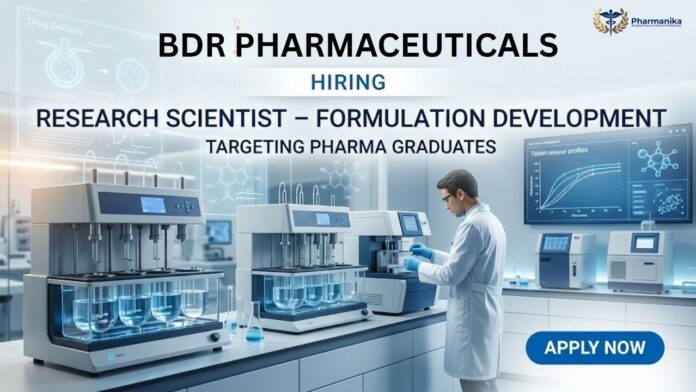 Pharma R&D Job and BDR Pharm Careers opportunity at BDR pharmaceutical international Pvt Ltd for Research Scientist in Complex Injectables