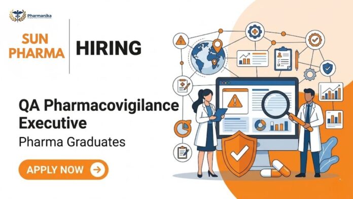 Pharmacovigilance jobs at Sun Pharma careers for QA Pharmacovigilance Executive role in Gurgaon for M.Pharm and BDS candidates
