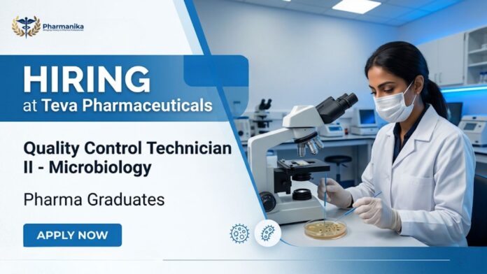 Quality Control Job and Pharma Job at Teva Pharmaceuticals Microbiology Laboratory Goa