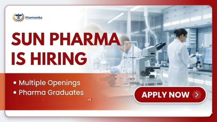 Sun Pharma Walk-in Interview 2026 for Pharma Job openings in OSD Manufacturing QC QA Warehouse and Microbiology departments