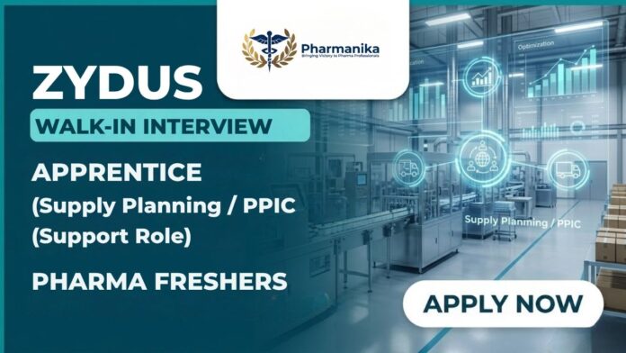 Zydus Pharma Apprenticeship Walk-in Drive 2026 for Freshers in Ahmedabad