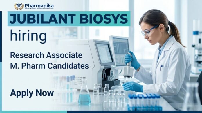 Research Associate job at Jubilant Biosys Bengaluru for M.Pharm Medicinal Chemistry and M.Sc Chemistry candidates