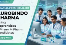 Pharma Apprenticeship Opportunity at Aurobindo Pharma | B Pharm M Pharm Fresher | Apply Pharma Apprenticeship at Aurobindo Pharma for B.Pharm and M.Pharm freshers in Technology Transfer Department