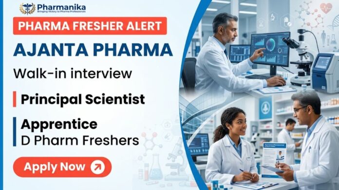 Pharma Fresher Job at Ajanta Pharma through walk in interview for apprenticeship opportunities in Production