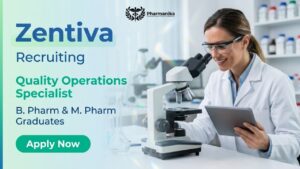 Feature Image (13) Pharma QC Job at Zentiva featuring a quality operations specialist managing product quality reviews, compliance, stability data, and quality systems
