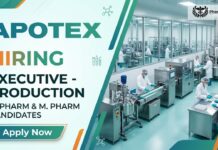 Executive Production Role at Apotex | B Pharm & M Pharm Candidates | Apply Now Apotex Career Pharma Job for Executive Production overseeing packaging operations, GMP compliance, manufacturing processes, and pharmaceutical production activities