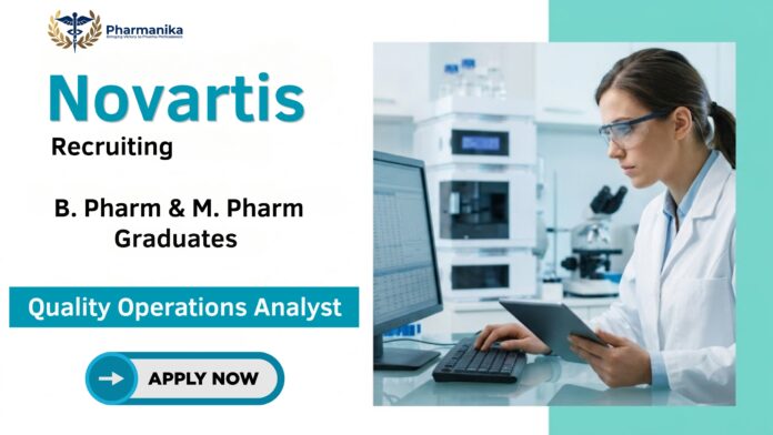 Novartis QA Pharmaceutical Jobs featuring quality assurance professionals handling batch release, compliance, and GxP documentation