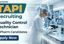TAPI Hiring Quality Control Technicians for API Manufacturing | B Pharm Candidates Eligible Pharma QC Job at TAPI for Quality Control Technicians with HPLC analysis, GMP compliance, and analytical testing experience.