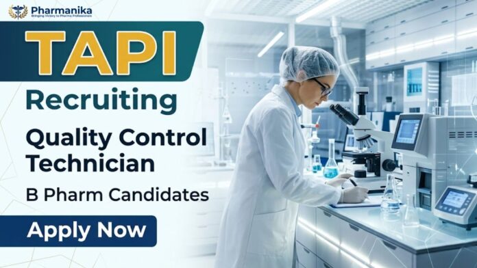Pharma QC Job at TAPI for Quality Control Technicians with HPLC analysis, GMP compliance, and analytical testing experience.