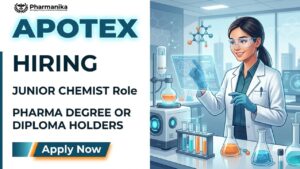 JOB FEATUTRE IMAGE (3) Pharma Job at Apotex for Junior Chemist Production Operations role in pharmaceutical manufacturing and GMP-compliant production processes