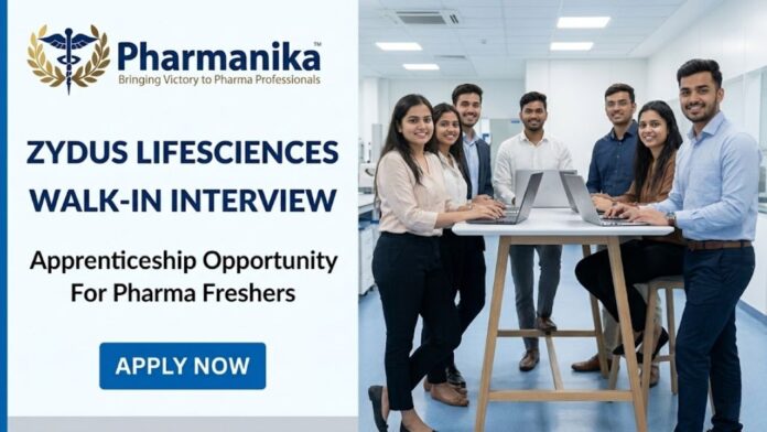 Zydus Lifesciences Pharma Freshers Job Walk-in Interview 2026