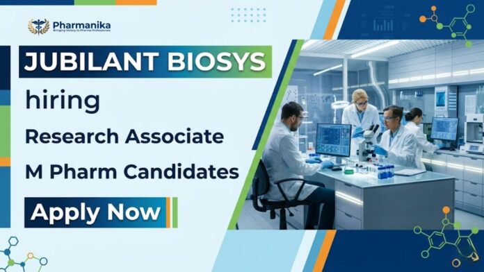 Research Associate job at Jubilant Biosys for Pharma R&D professionals in Bengaluru
