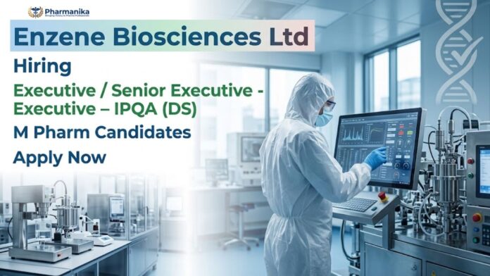Pharma QA Job at Enzene Career for Executive / Senior Executive DSQA Quality Assurance role