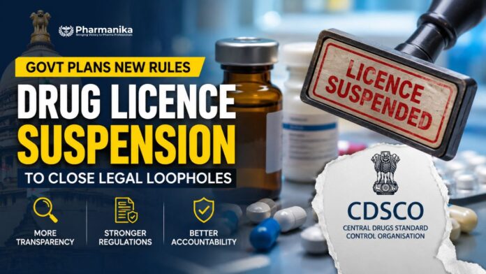 CDSCO regulations proposal to improve transparency in drug licence suspension and drug licence cancellation across India.