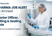 Amneal Hiring B Pharm Graduates | Senior Officer – Filling & Sealing Role Amneal Careers Senior Officer Filling and Sealing Pharma Job for B.Pharm professionals in sterile manufacturing operations.