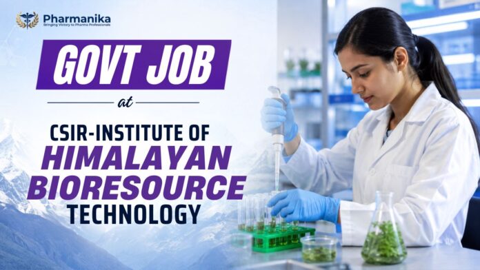 CSIR Recruitment 2026 notification for Project Associate-I walk-in interview at CSIR-IHBT Palampur for M.Pharm and M.Sc. Chemistry candidates
