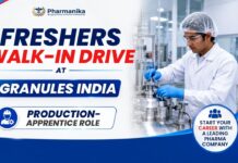 Freshers Job at Granules India | Walk-in Drive for Production Apprentice Role Pharma Freshers Job at Granules India through a Walk-in Drive for Apprenticeship in Production