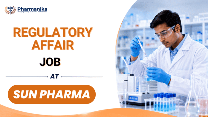Sun Pharma Executive Analytical Development Regulatory Affairs Job in Vadodara