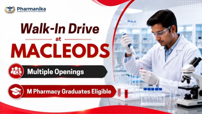 Regulatory Affairs Job at Macleods Walk-in Drive 2026