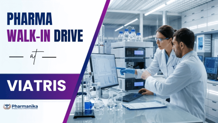 QA QC Job at Viatris Careers walk-in drive for B.Pharm, M.Pharm, and M.Sc candidates in Indore.