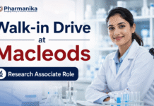 Research Associate Job at Macleods | Walk-In Drive for Pharmacy Graduates Research Associate Job at Macleods Careers R&D Walk-In