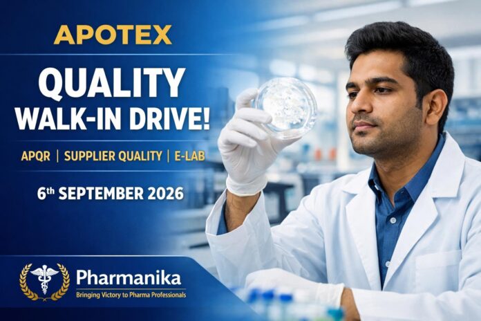 Apotex Quality Walk-In at Vikhroli | APQR / Supplier Quality / E-Lab | 6 Sep Apotex Quality Walk-In at Vikhroli | APQR / Supplier Quality / E-Lab | 6 Sep