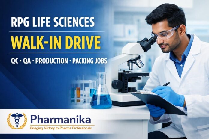 RPG Life Sciences Walk-In at Bharuch | QC QA Production Packing | 6 Sep RPG Life Sciences Walk-In at Bharuch | QC QA Production Packing | 6 Sep