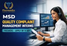 Quality Complaint Management Interns at MSD Pune | Freshers | Apply by 9 Sep Quality Complaint Management Interns at MSD Pune | Freshers | Apply by 9 Sep