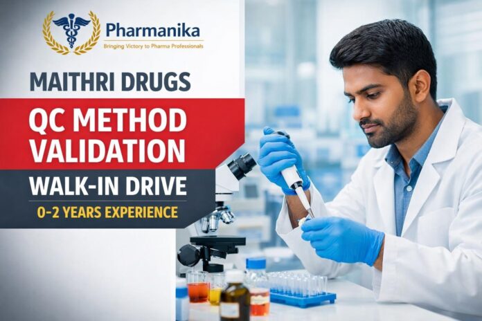 Maithri Drugs Bonthapally Walk-In QC Method Validation | 0–2 Yrs | Sat 12 Sep Maithri Drugs Bonthapally Walk-In QC Method Validation | 0–2 Yrs | Sat 12 Sep