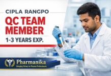 Quality Control Job at Cipla | Pharmacy Graduates Eligible Cipla Rangpo Team Member QC | 1–3 Yrs M.Sc/B.Pharm