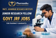 Junior Research Fellow at Govt MACS – Agharkar Research Institute | Pharmacy Graduates Eligible Junior Research Fellow at Govt MACS – Agharkar Research Institute | Pharmacy Graduates Eligible