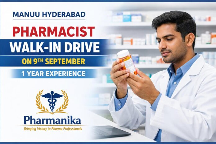 Pharmacist at MANUU Hyderabad | Walk-in 9 Sep | 1 Year Exp